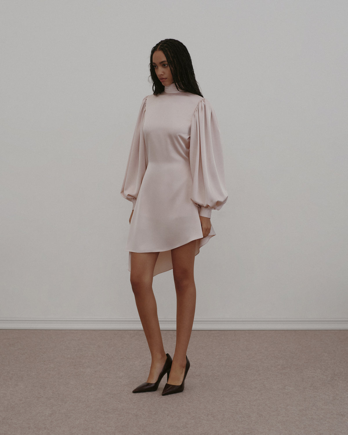 Draped Satin Mini Dress