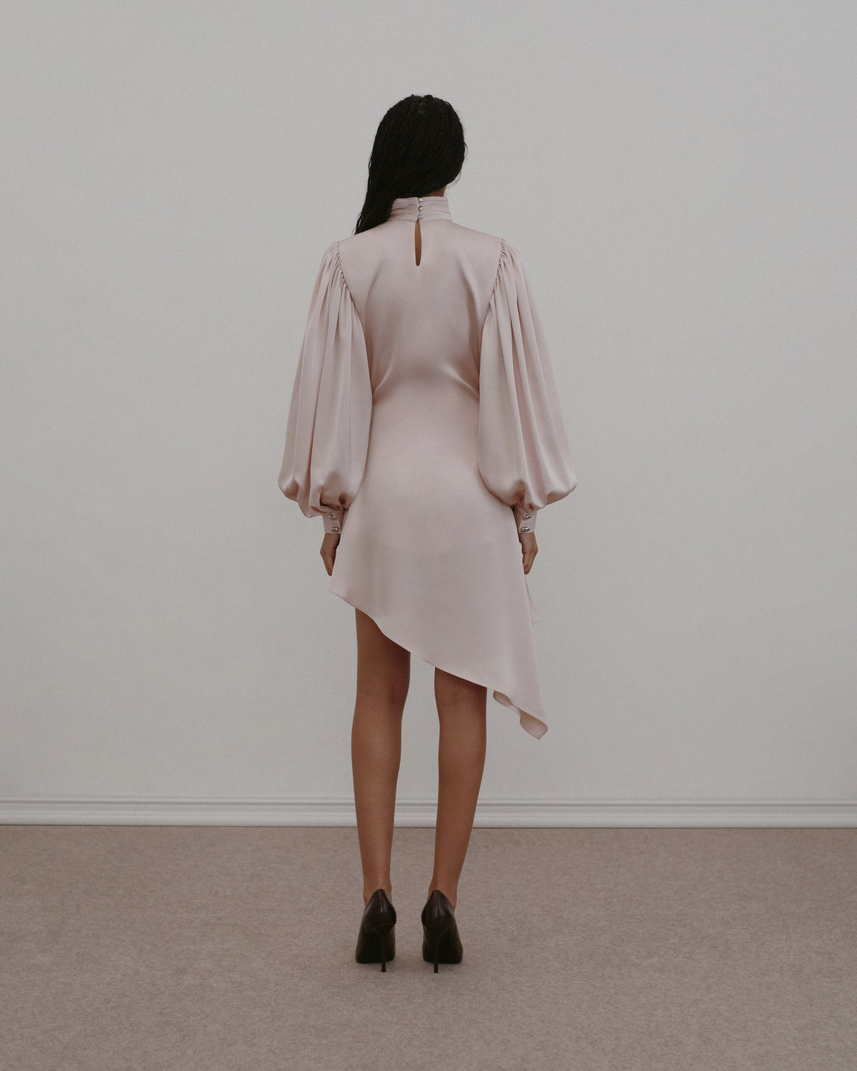 Draped Satin Mini Dress