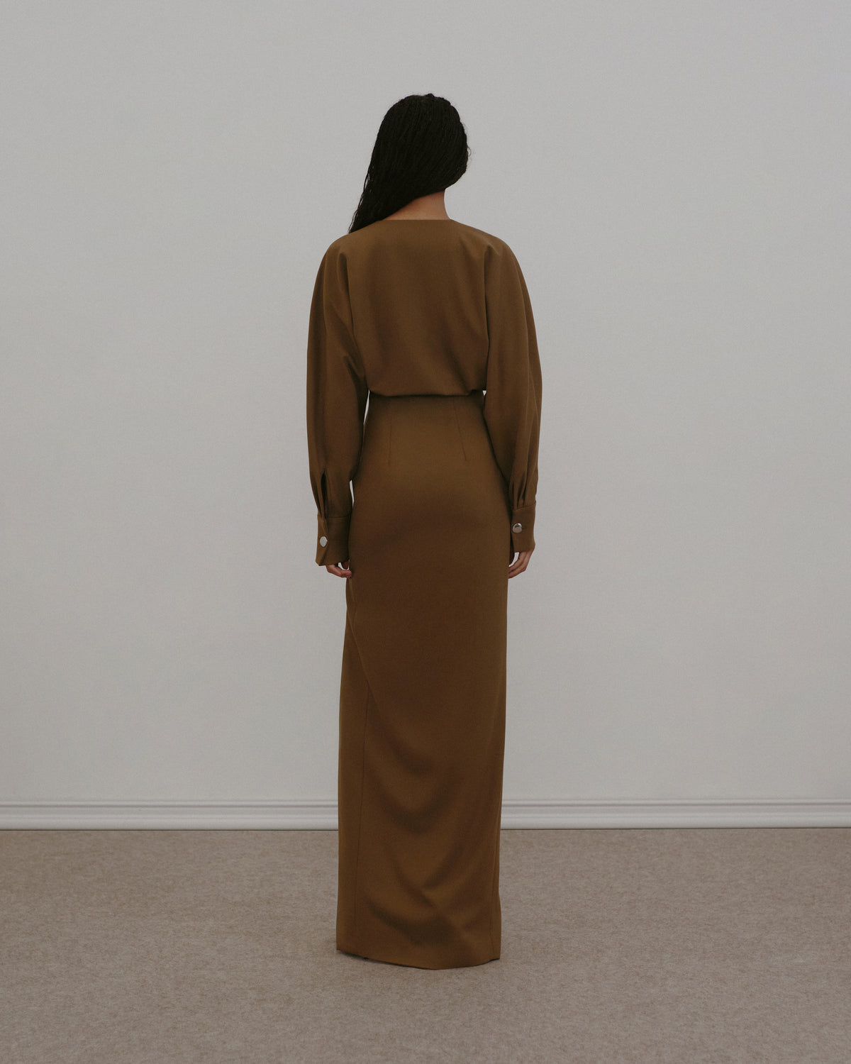 Sculpted Twill Maxi Gown