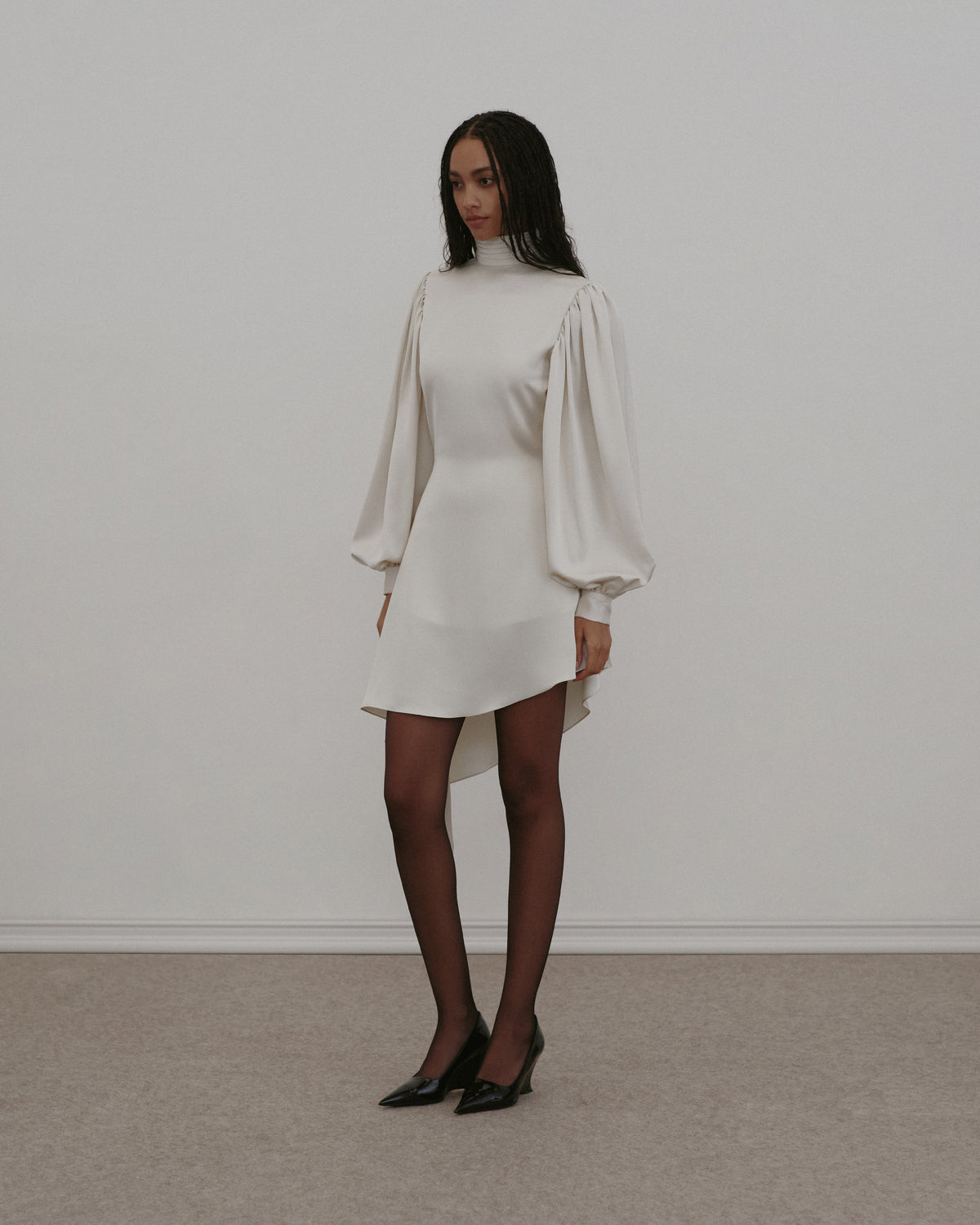 Draped Satin Mini Dress