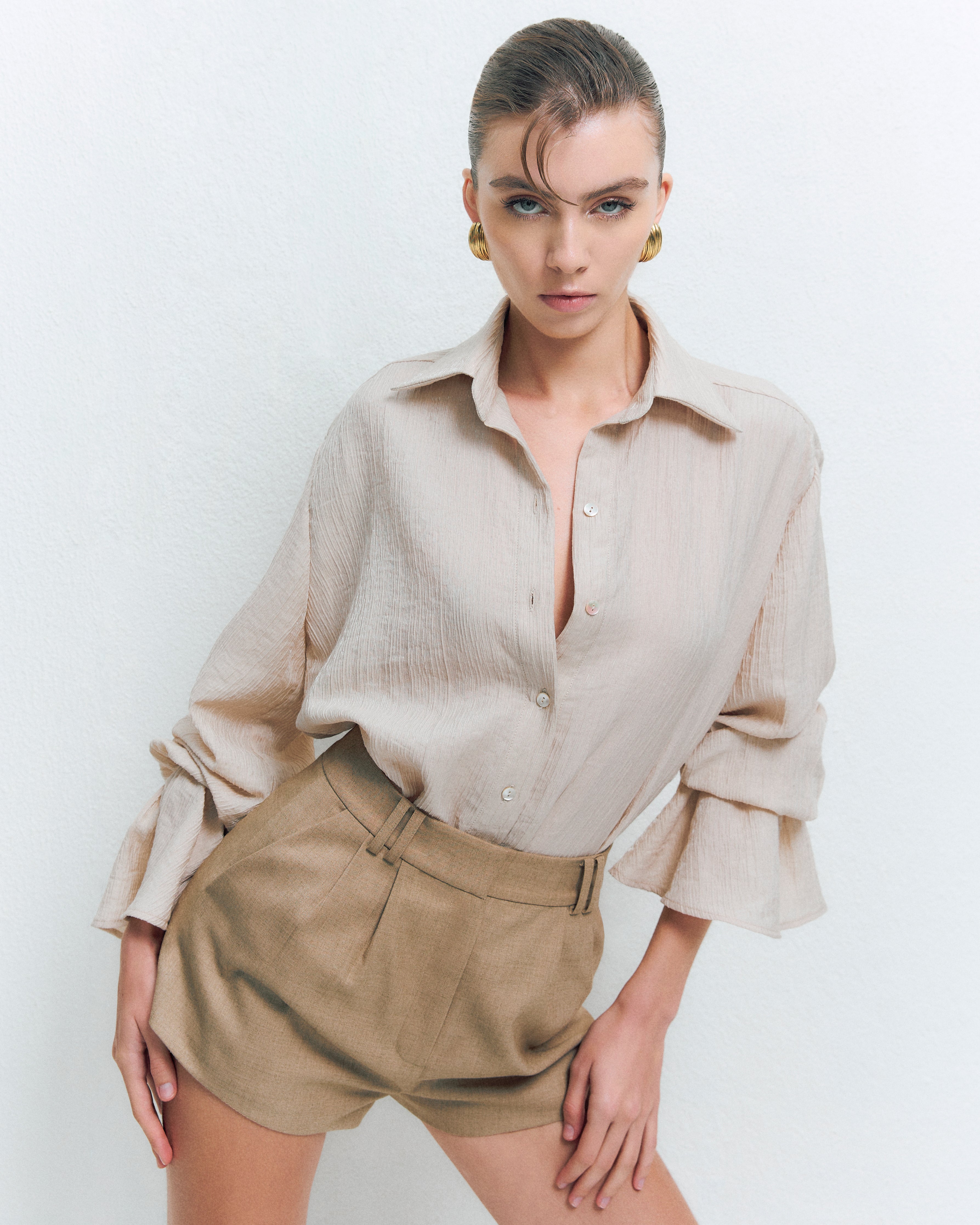 TENCEL PLEATED SHORTS