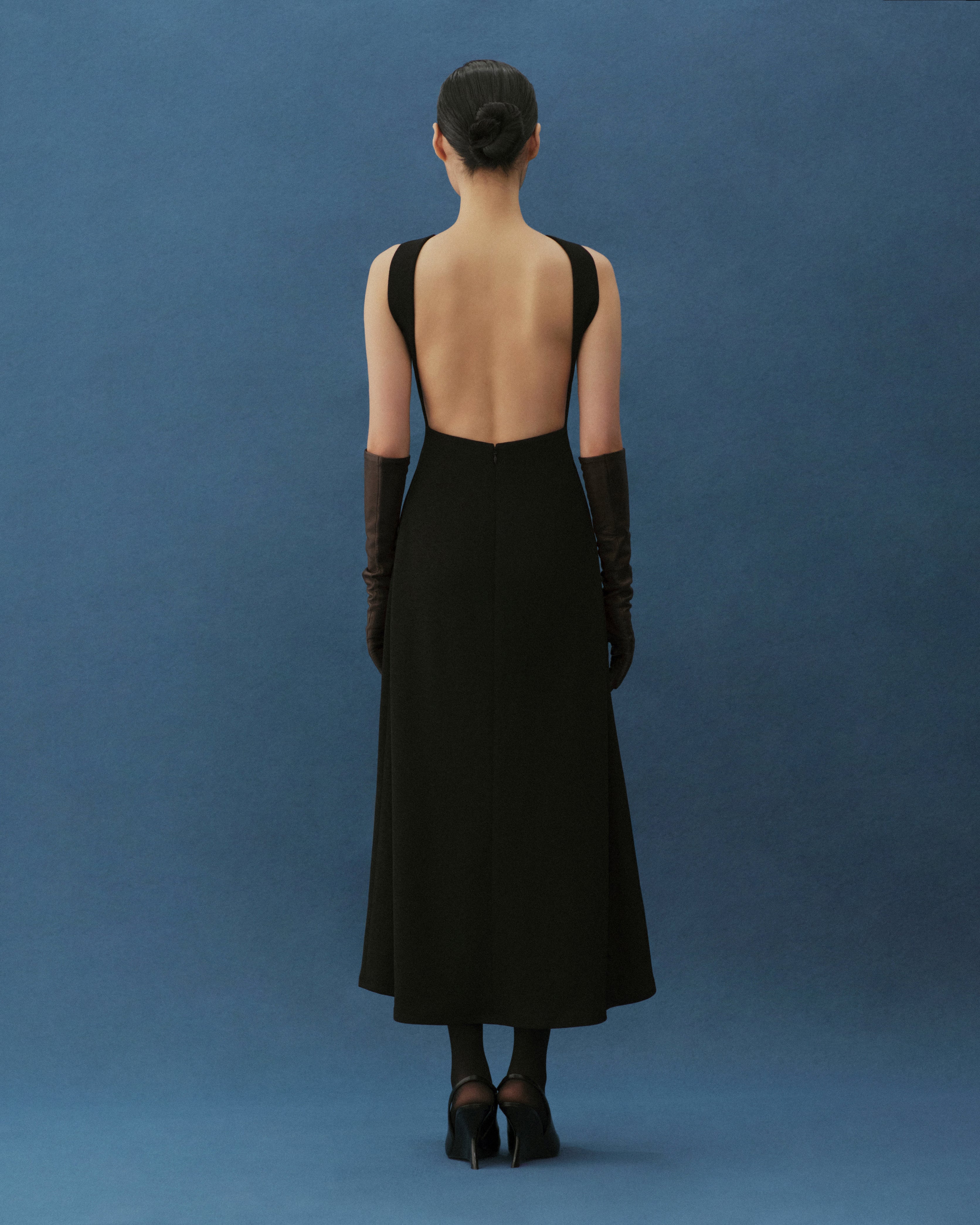 OPEN-BACK MIDI DRESS